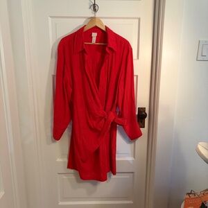 H&M red wrap-around M mini dress